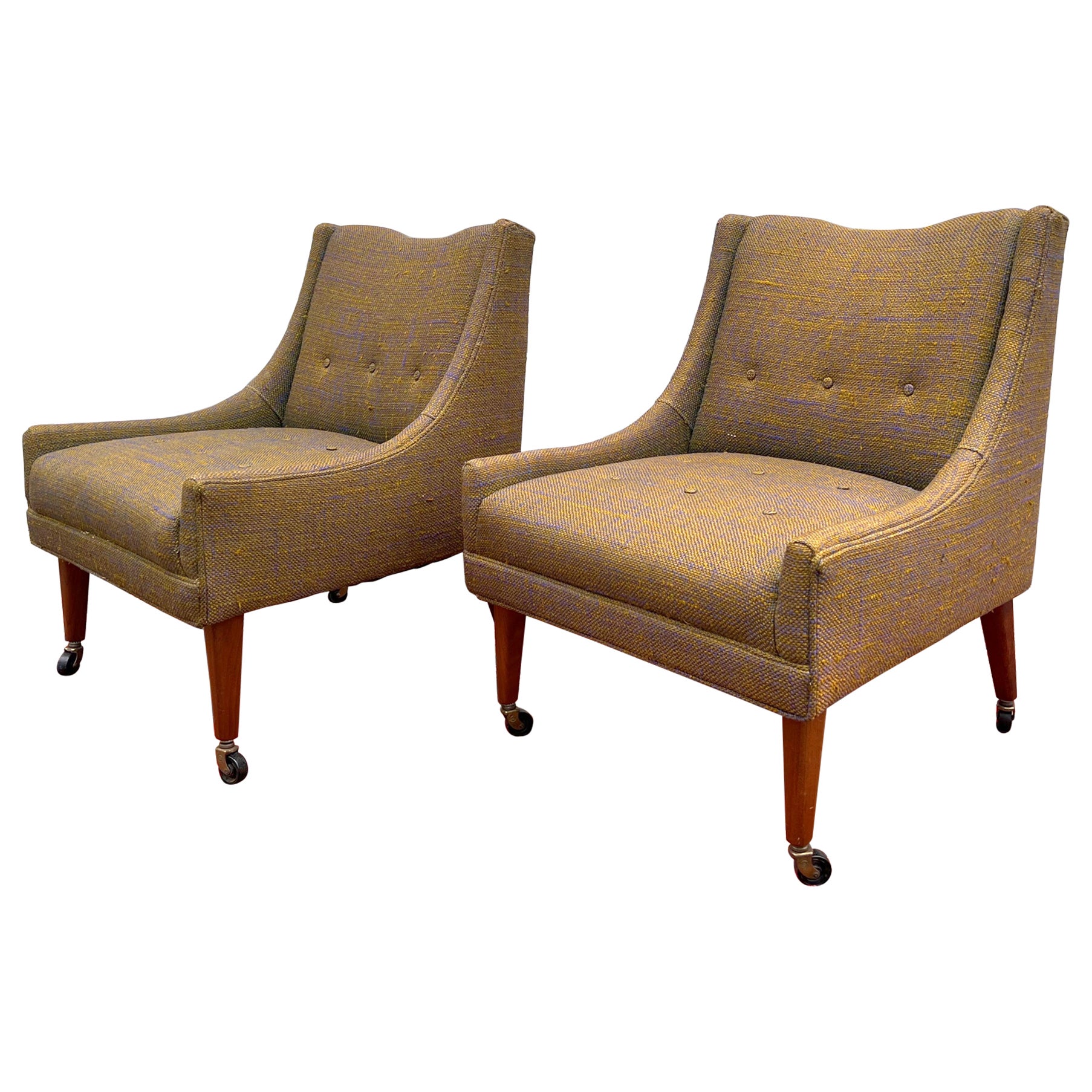 A pair of 1950’s Dunbar Attributed Slipper Chairs  For Sale