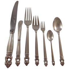 Vintage Royal Danish by International Sterling Silver Dinner Flatware for Eight, 61 Pcs