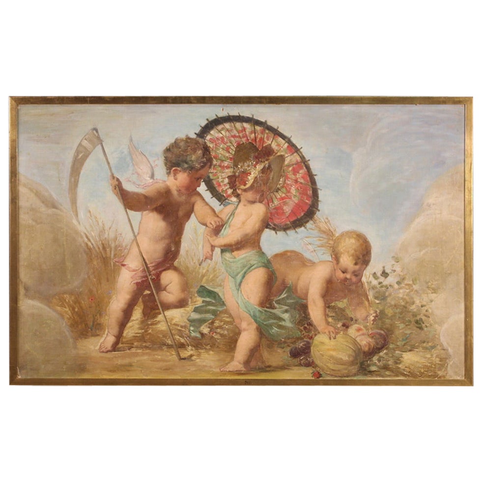 20th Century Oil On Canvas Antique French Allegory Of Summer Painting, 1920