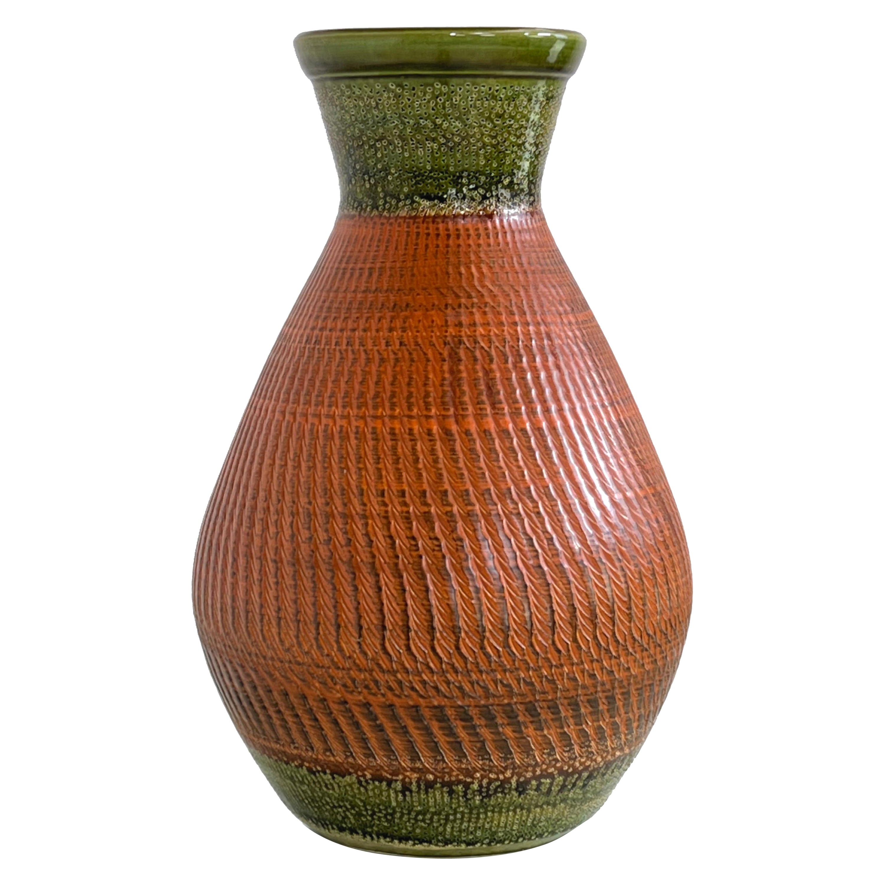 Vase en céramique artisanale de l'Allemagne de l'Ouest des années 1960