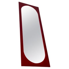 Italian modern red plastic medium size wall mirror by Kartell, 1970s