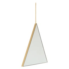 Ceiling Suspended Triangular Reversible Mirror with Modern Brass Frame