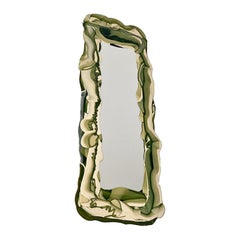 Retro Italian modern green and white resin mirror by Gaetano Pesce Fish Design 1980s