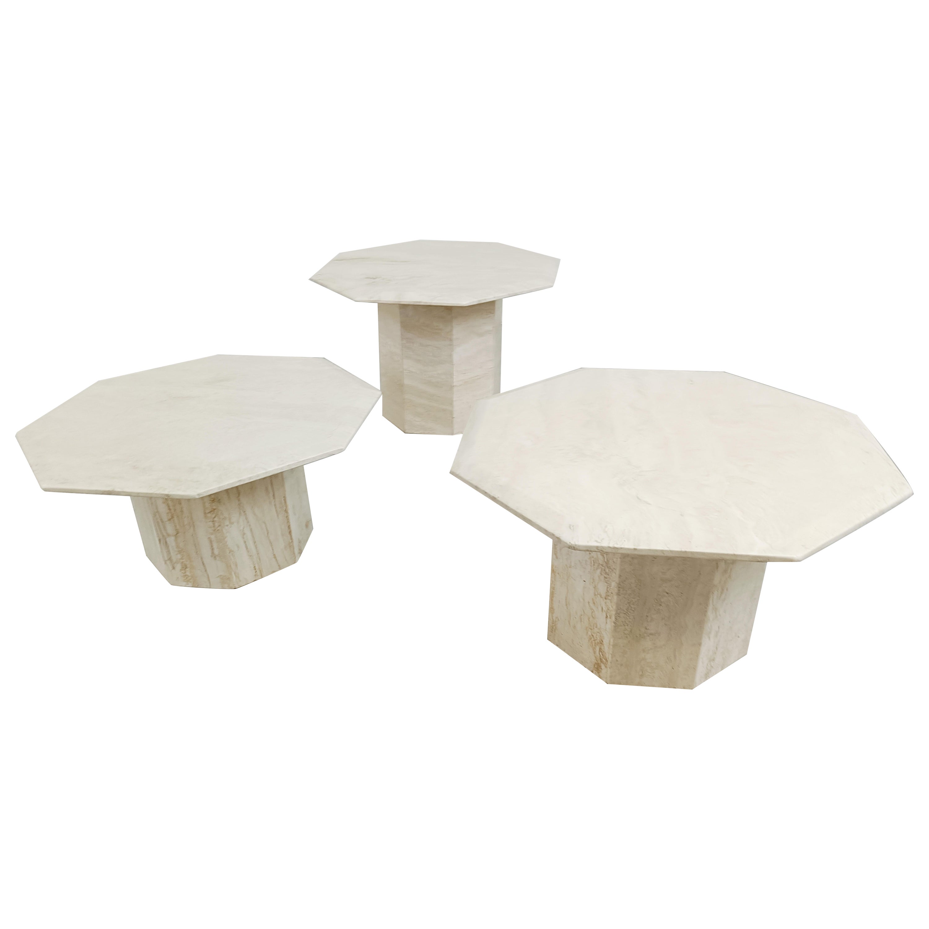 Vintage travertine nesting or side tables, 1970s 