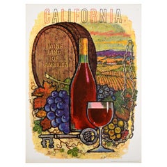 Original Vintage Drink Advertising Travel Poster California Wine Land Of America
