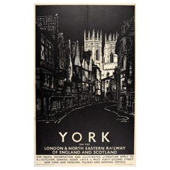 Original Vintage Train Travel Poster York Minster LNER Railway The Shambles