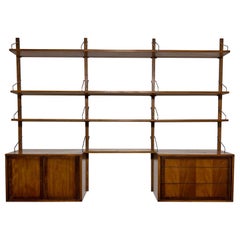 Three-Bay Midcentury "Cado" Style Wall Mounted Shelving Unit, circa 1970s