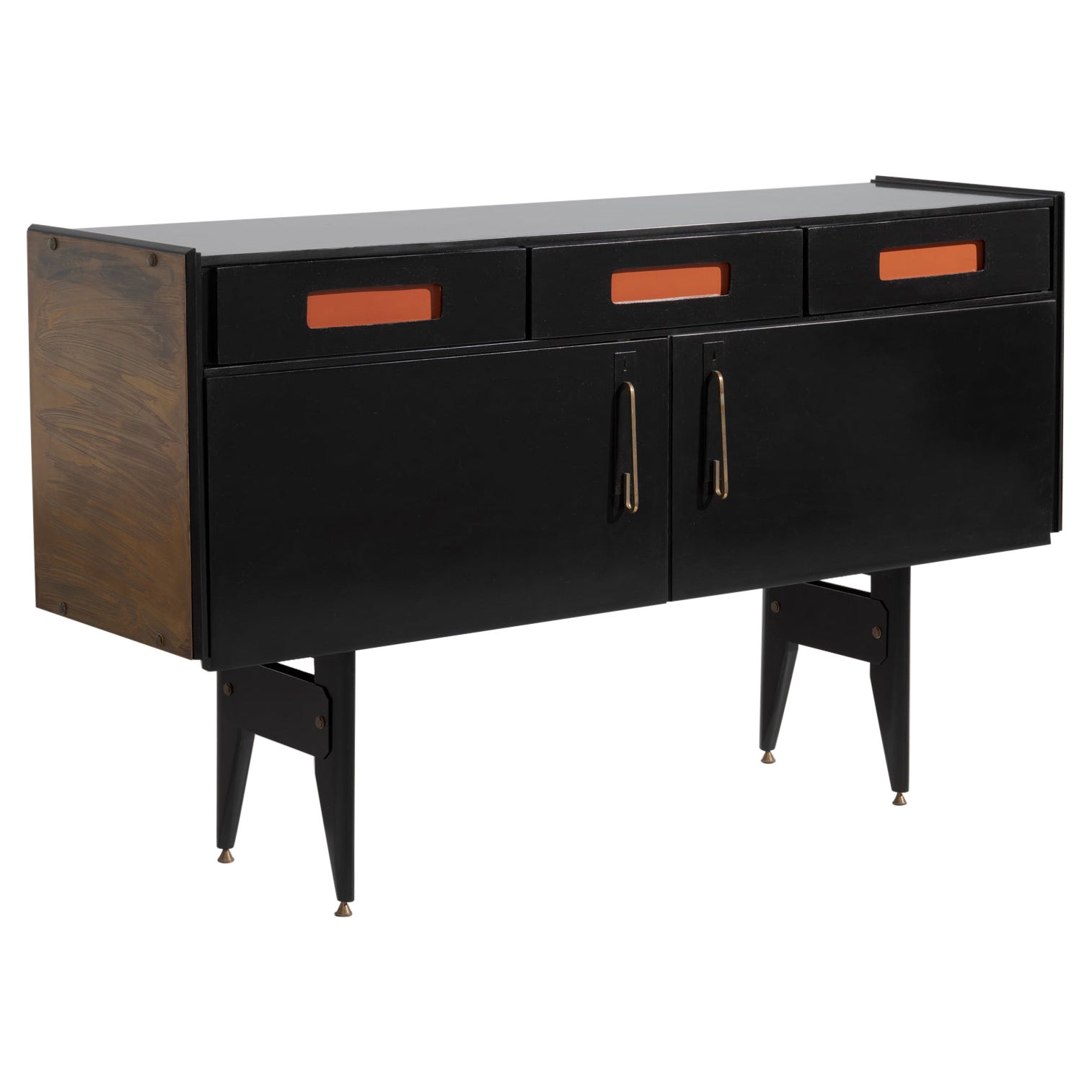 Restyled and Restored Midcentury Sideboard with Modern Italian Design For Sale
