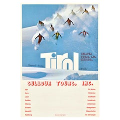 Original Retro Winter Sport Skiing Travel Poster Tirol Austria Osterreich