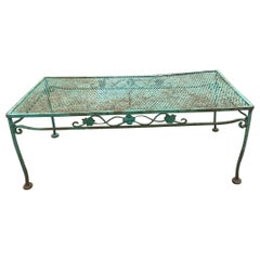 Vintage Woodard Salterini Style Green Wrought Iron Patio Outdoor Coffee Table