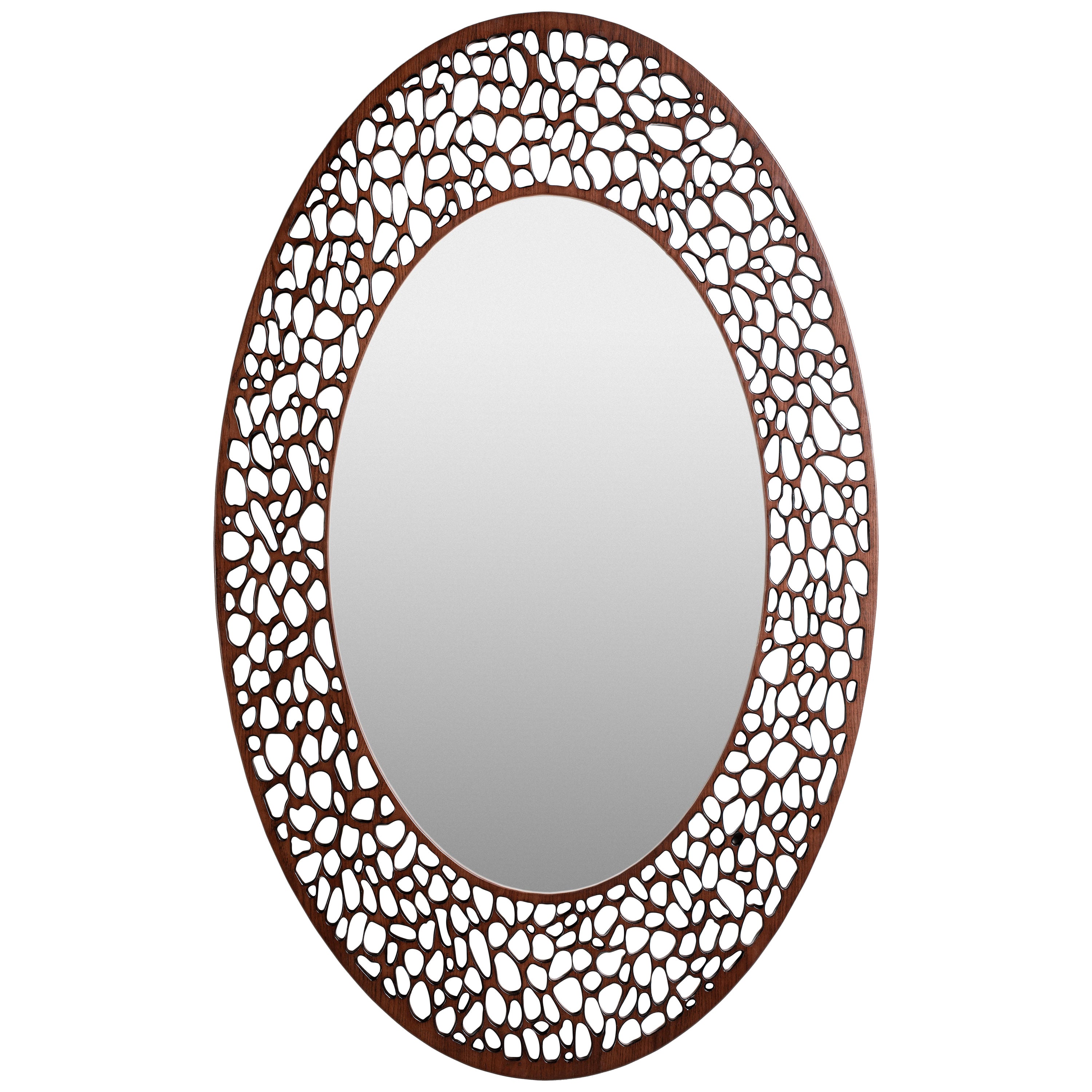 Mid-Century Astoria Ash Solid Wood Oval Mirror For Sale