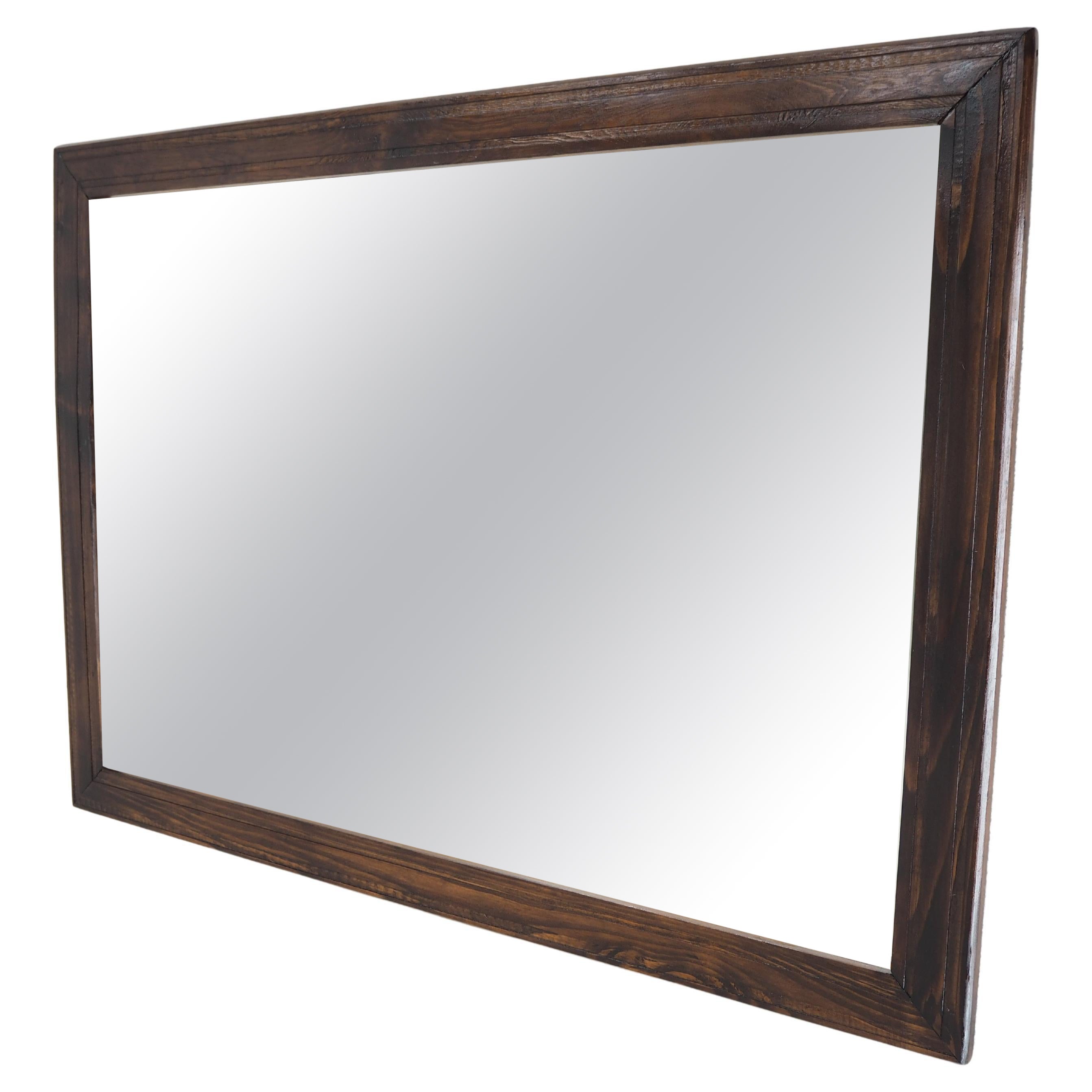 Midcentury Wood Wall Mirror, Europe, 1960s For Sale