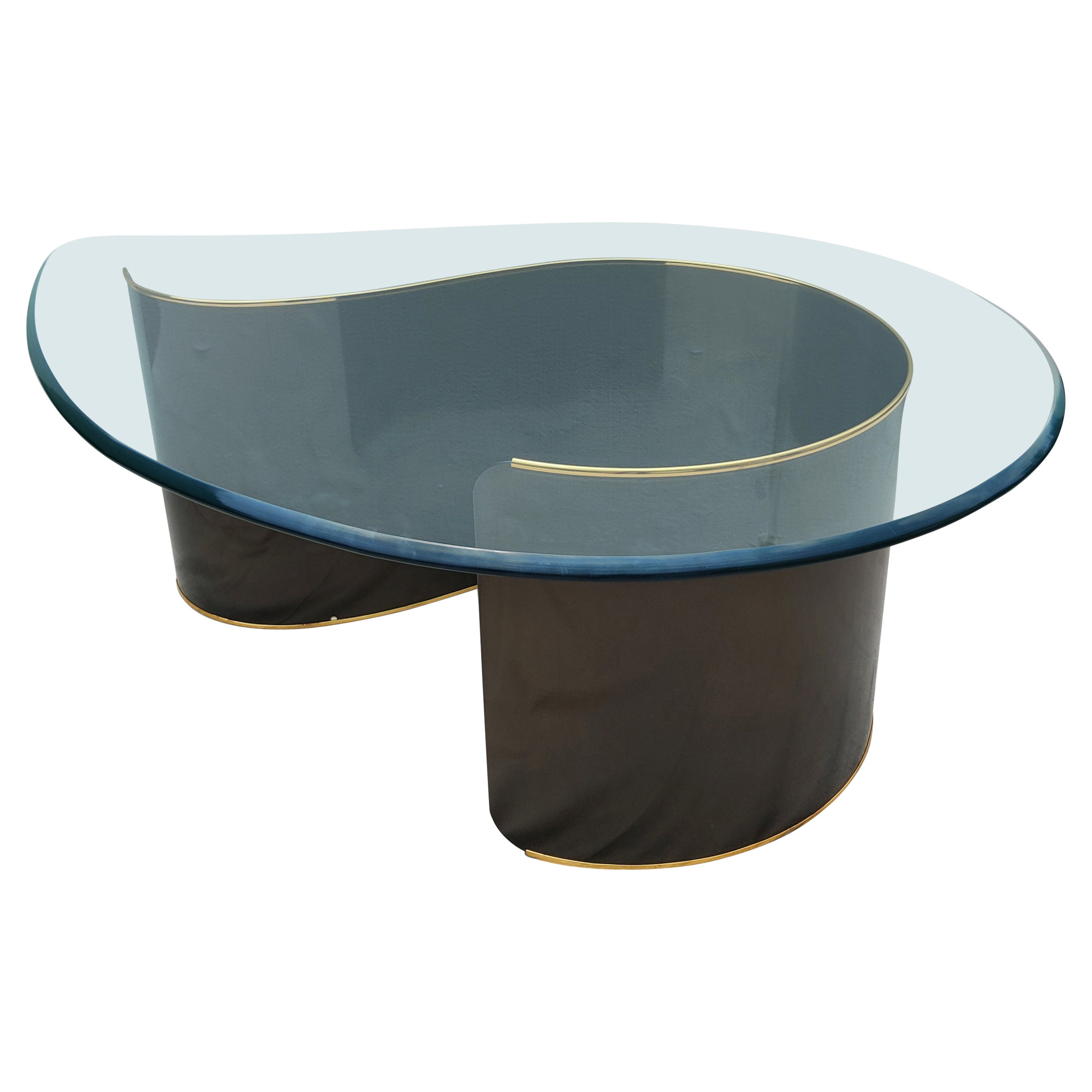 Kaizo Oto pour DIA Bronze Powdercoated Curved Steel Teardrop Glass Post-Modern en vente