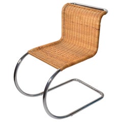 Tubular Ludwig Mies van der Rohe Attributed Mr Chair Armless Woven Cane Seat 70s