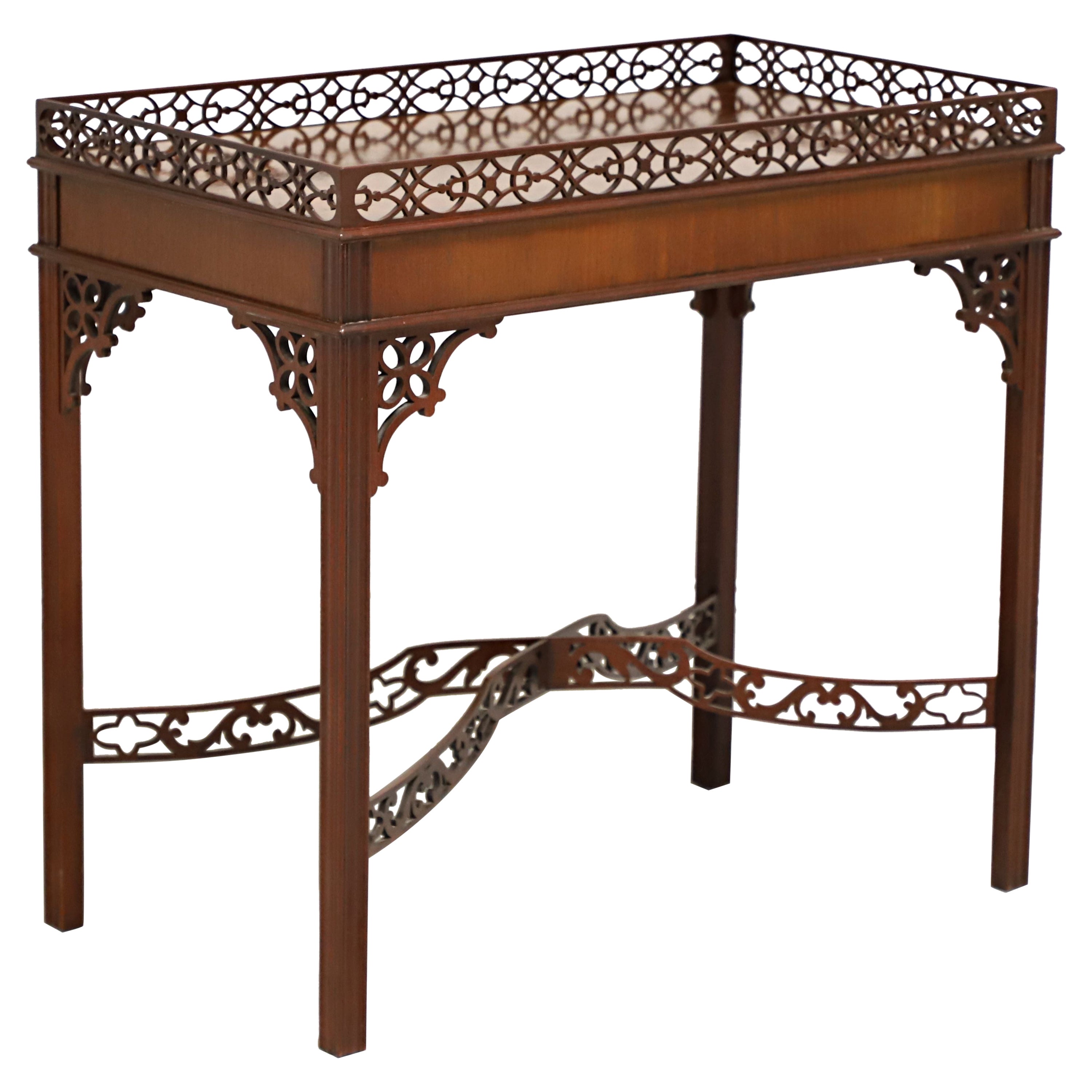 BAKER Mahogany Chippendale Style Fretwork Gallery Tea Table