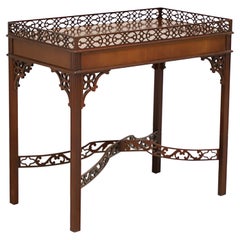 BAKER Mahogany Chippendale Style Fretwork Gallery Tea Table