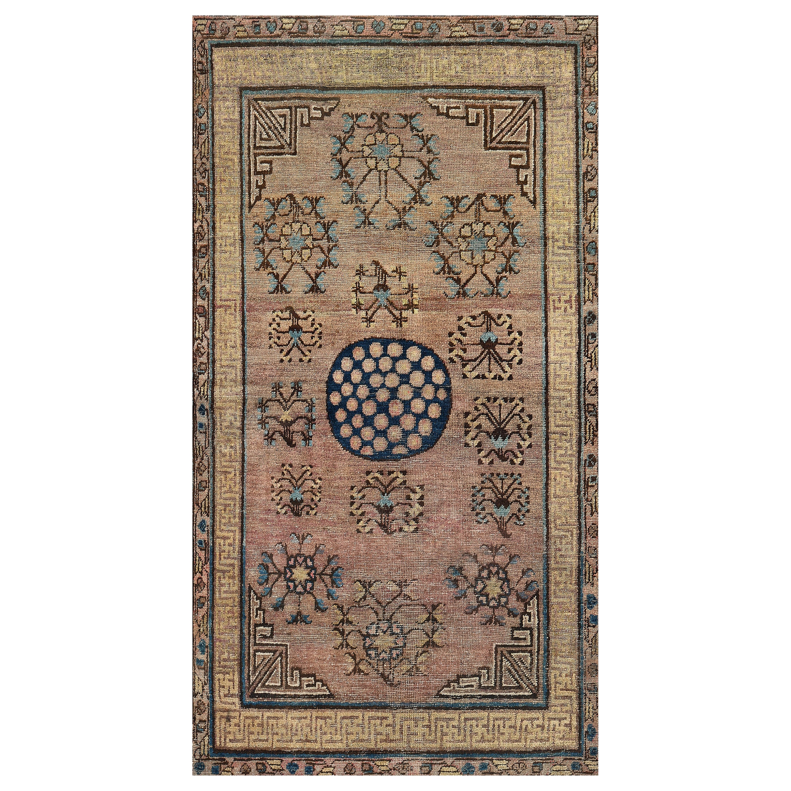 Antique Circa 1880 Hand-knotted Khotan Wool Rug For Sale
