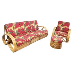 Restaurierte Rattan 3/4 Pretzel Arm 3 Pieces Wohnzimmer Set