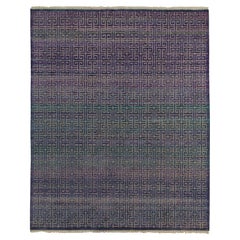 Rug & Kilim's moderner Teppich im skandinavischen Stil in Blau und Lila mit High-Low-Mustern