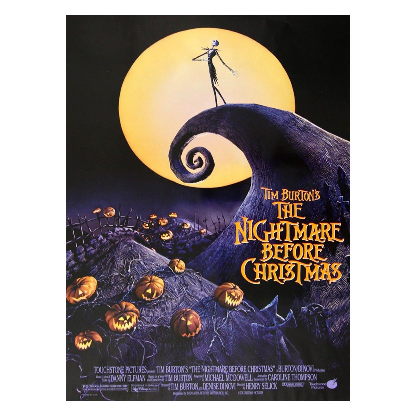 Affiche vintage d'origine The Nightmare Before Christmas, 1993