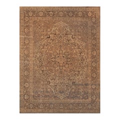 Antiquité Circa 1900 Tapis persan Tabriz marron pâle