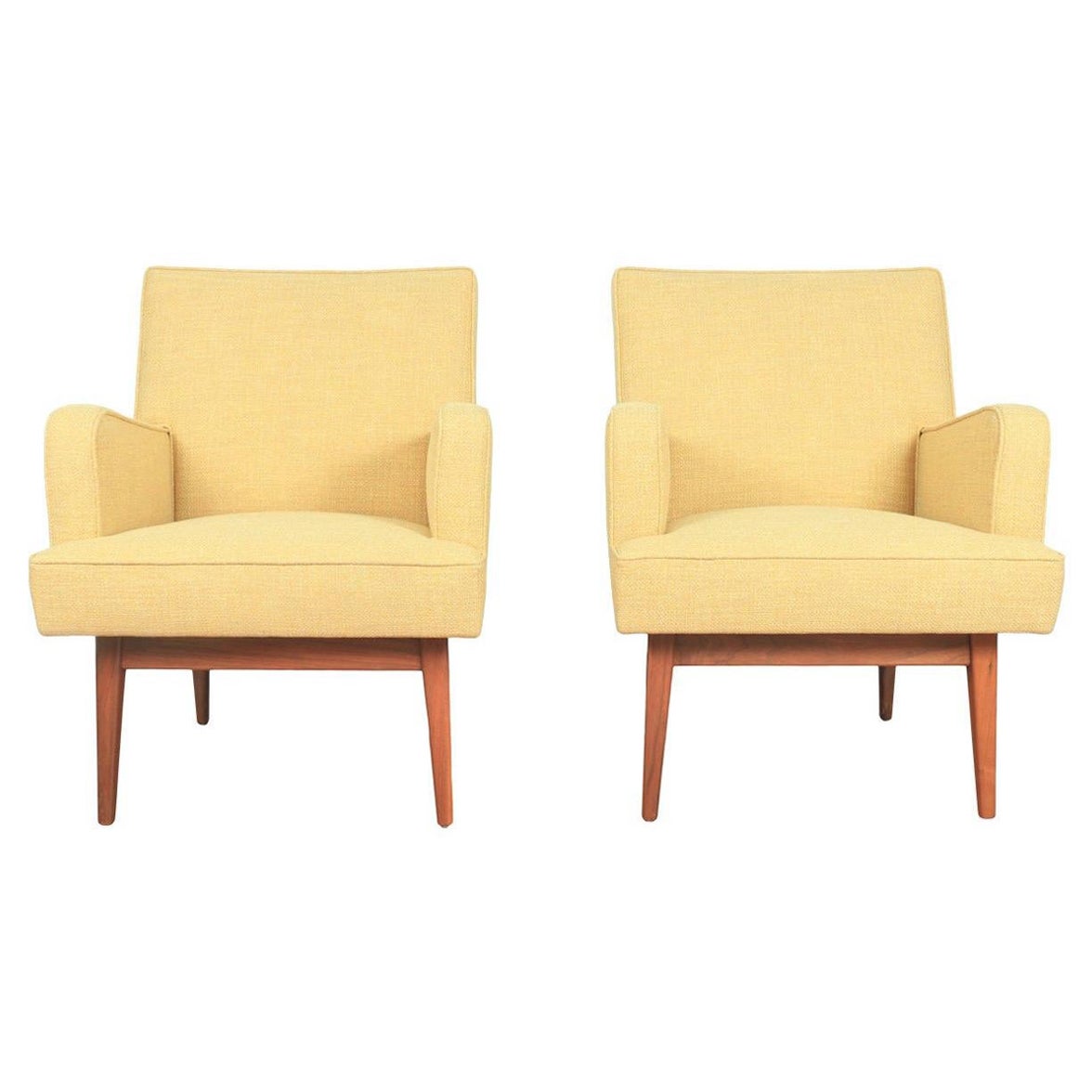 Jens Risom Pair of Yellow Arm Chairs For Sale