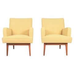 Retro Jens Risom Pair of Yellow Arm Chairs