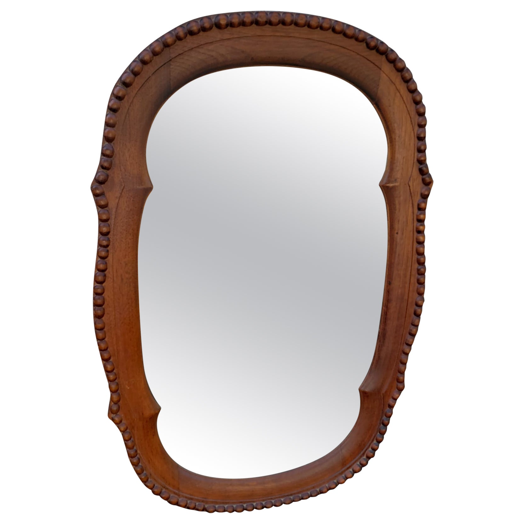 Early 20th Century Edwardian Hand - Carved Solid Mahogany Dressing Mirror