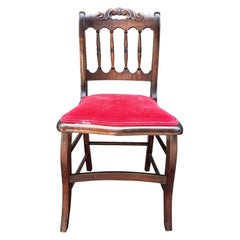 Viktorianischer Beistellstuhl aus geschnitztem Mahagoni und gepolstertem Samtsitz