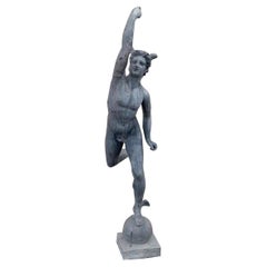 Antique Stephen Markham Contemporary English Lead Hermes/ Mercury Statue