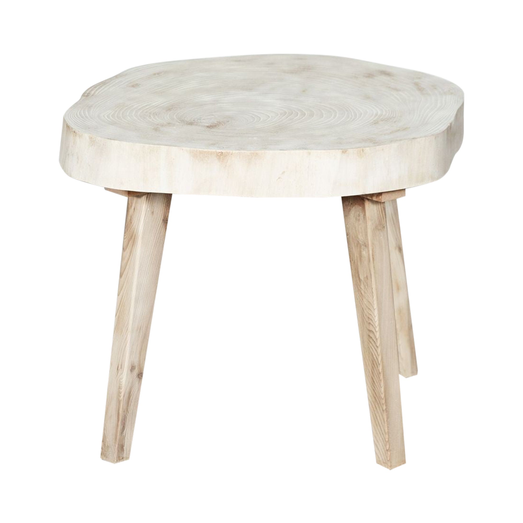 Table basse en teck blanchi de style anglais du milieu du siècle, Roots en vente