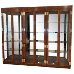 Campaign Style Curio Display Cabinets by Henredon Set of 3