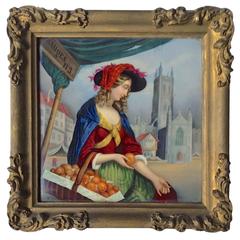 Highly Unusual Early KPM Plaque Finely Painted Charming Subject, 1860