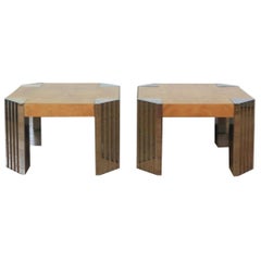 Vintage Pace Collection Burlwood Side Tables