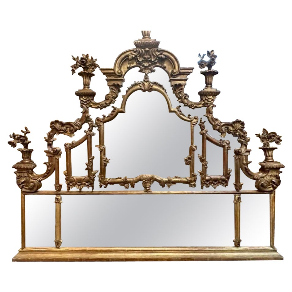 19th Century Italian Carved Mirror/Headboard For Sale