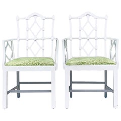 Retro Asian Lacquered Pagoda Chairs - a Pair