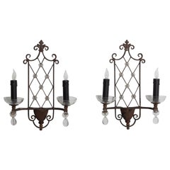 1940s French Metal Sconces, A Pair