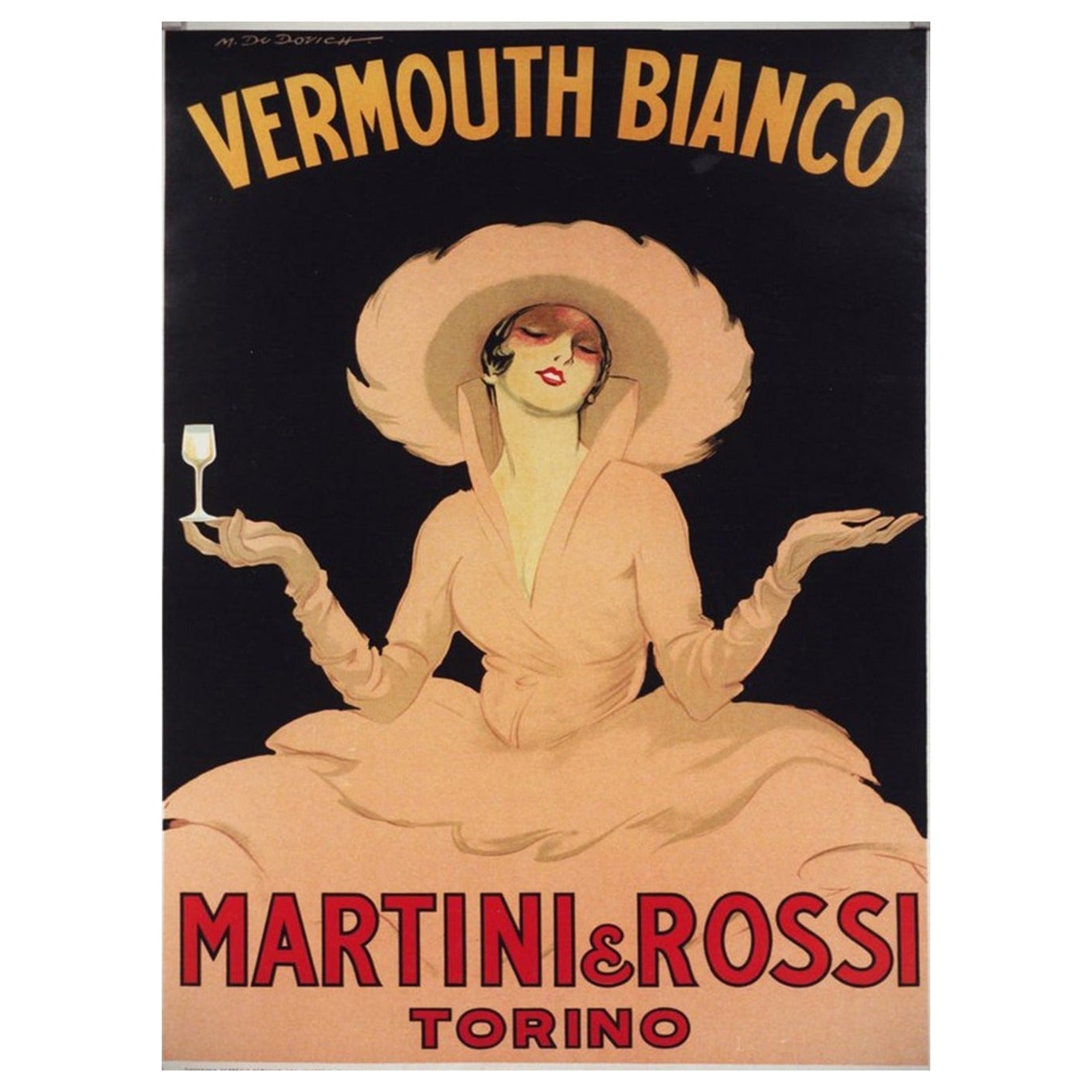 Affiche vintage d'origine Martini & Rosso, 1950 en vente