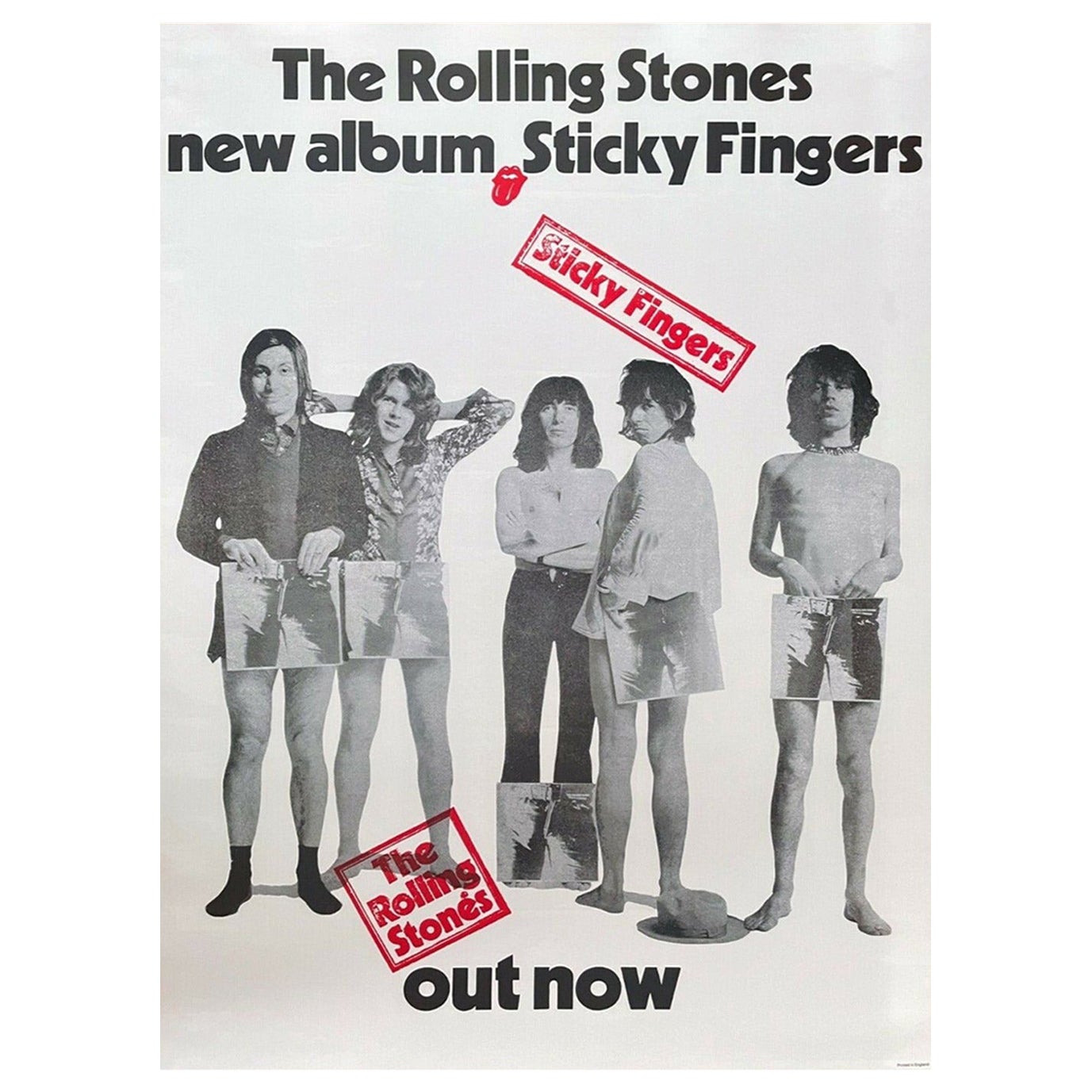 1971 The Rolling Stones - Sticky Fingers Poster originale d'epoca