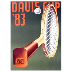 Affiche vintage d'origine de la coupe Davis, 1983