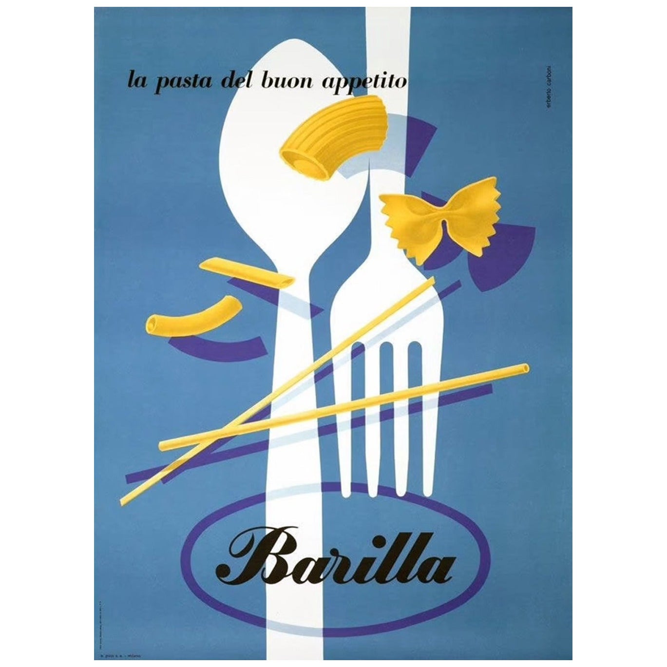 1951 Barilla Pasta Original Vintage Poster For Sale at 1stDibs