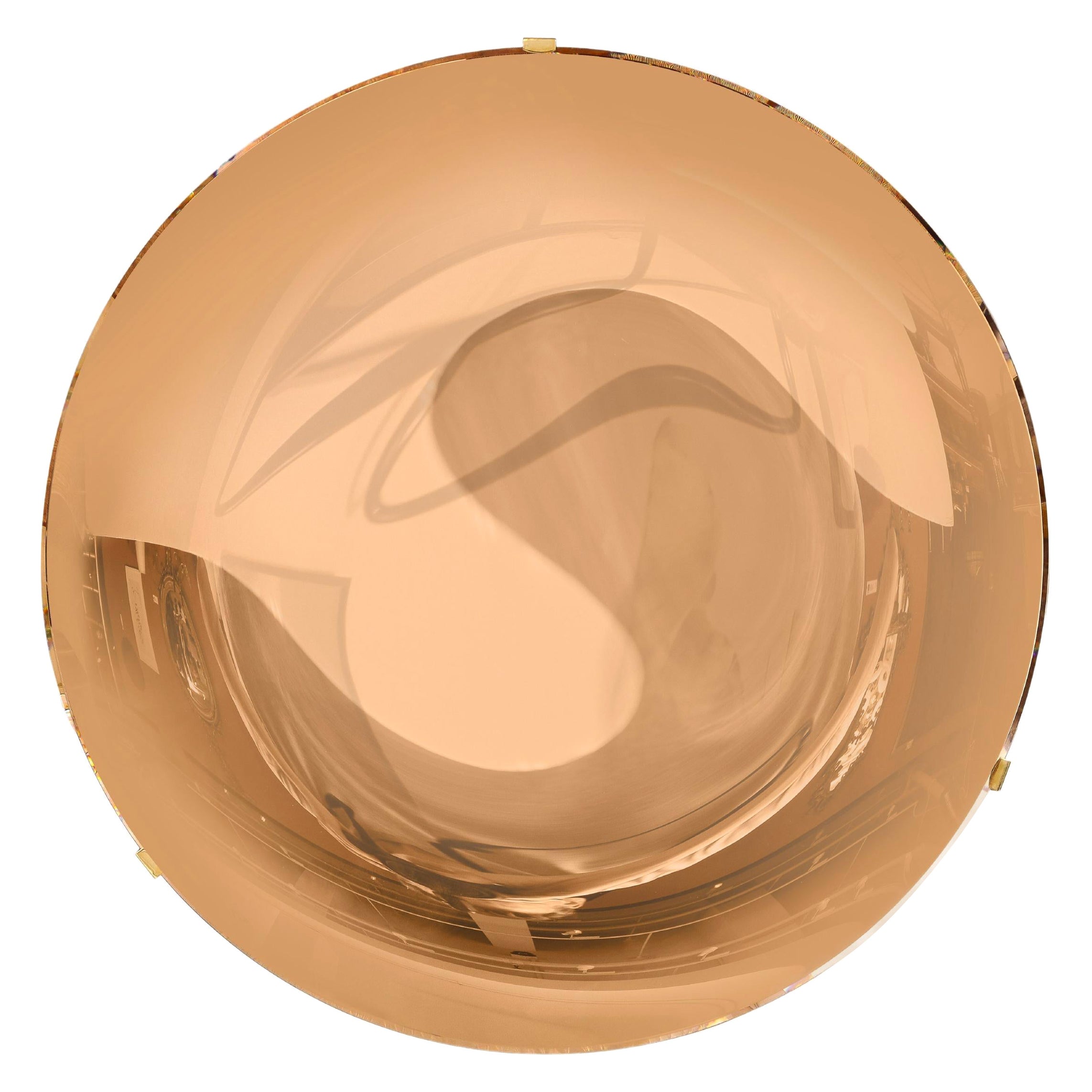 Effetto Vetro Contemporary Custom Sculptural Round Concave Mirror in Rose (miroir rond concave contemporain sur mesure) en vente