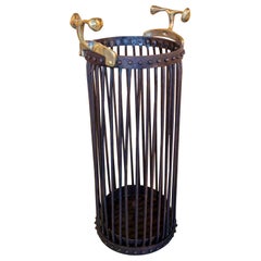  1980s Iron Umbrella Stand with Bronze Handles by the Artist David Marshall