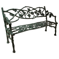 Iron Garden Bench with Grapes Decoration on the Backrest