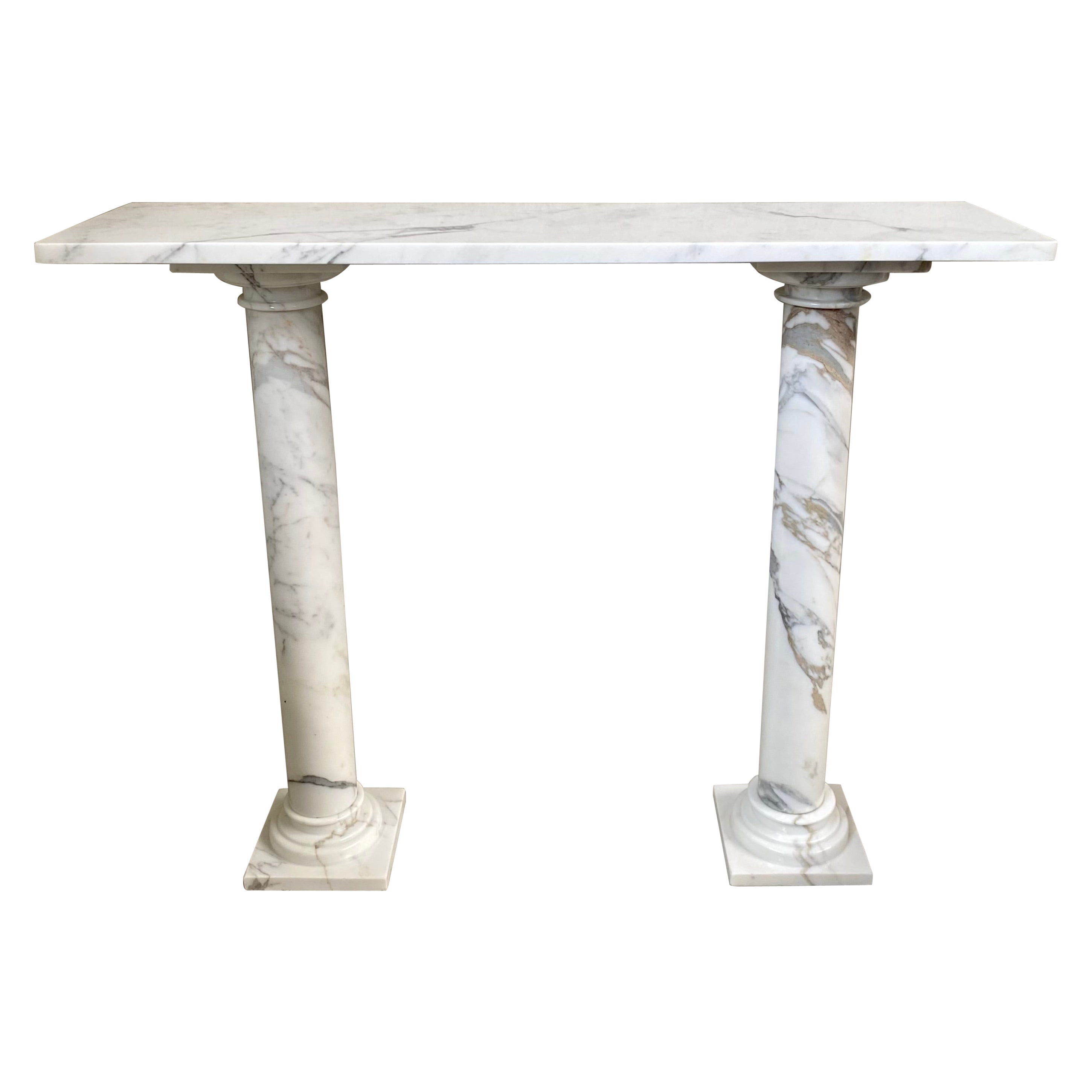 Classic Solid White Marble Console Table Side Table, Italy 1980 For Sale
