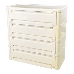 Used Italian Space age white modular chest of drawer 4964 Olaf Von Boh Kartell 1970s
