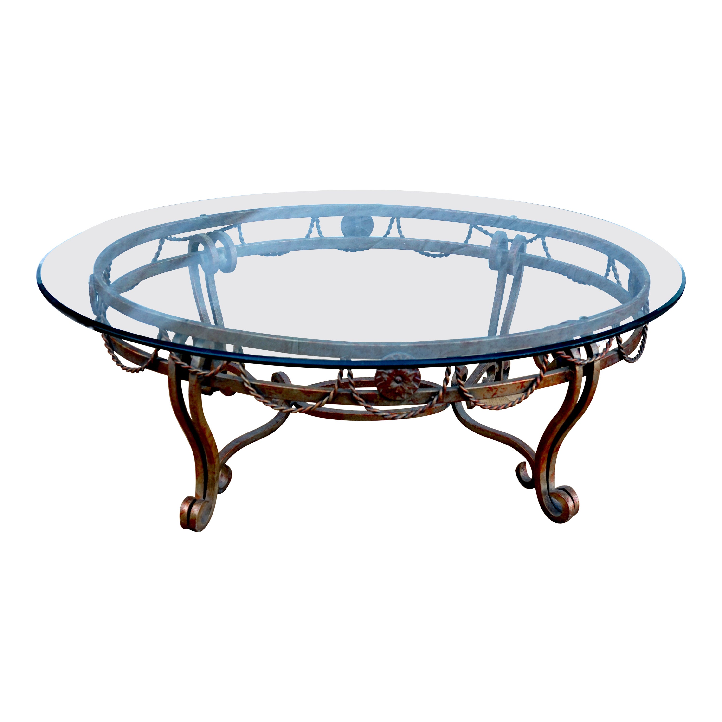 Wrought Iron Oval Coffee Table For Sale