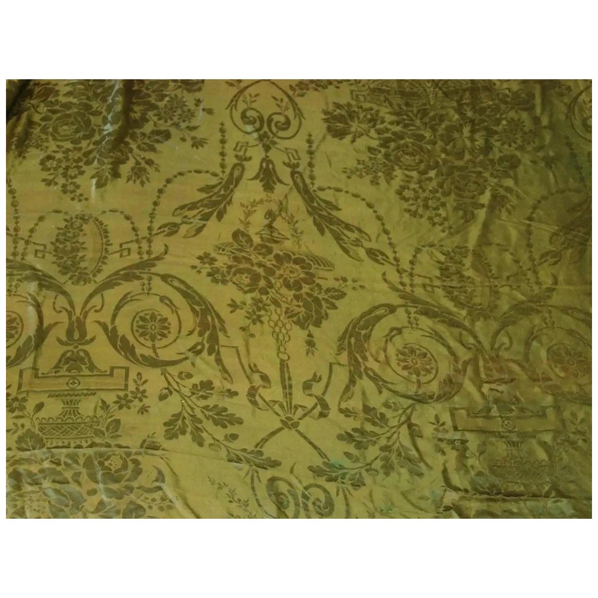 French Green Silk 18th Century For Sale