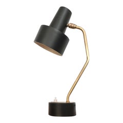 Lampe de bureau Disderot, noir et laiton, modernité du milieu du siècle dernier