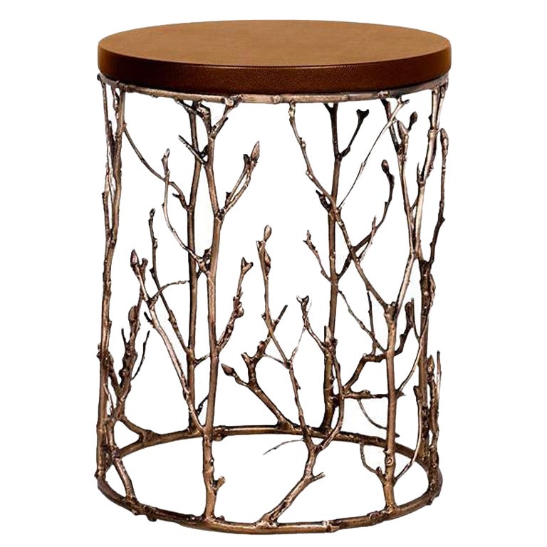 Enchanted Synthetic Leather Side Table (In Stock) For Sale